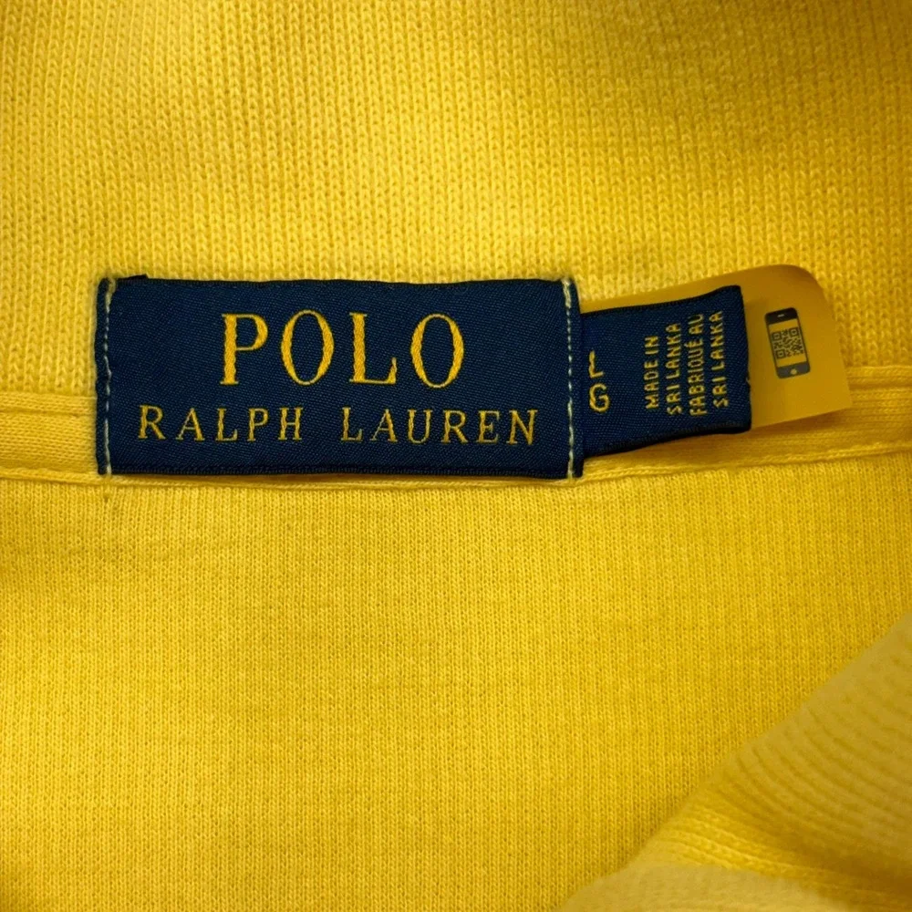 Polo Ralph Lauren Quarter Zip Pullover Mens L Yellow Cotton Mock Neck Pony